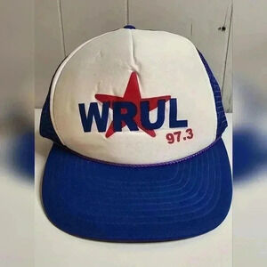 Vintage WRUL 97.3 Cobra Cars Snapback Blue White Trucker Hat